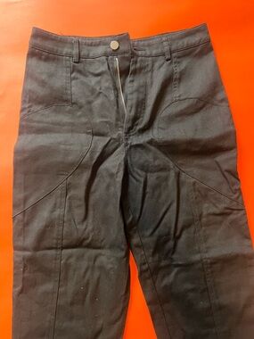 SHEIN Black High-Rise Straight Leg Trousers with Heart Side Stitching